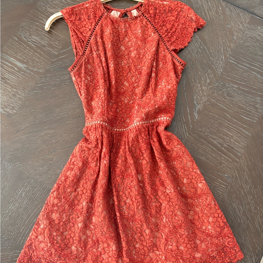 Elegant Lace Burnt Orange Dress